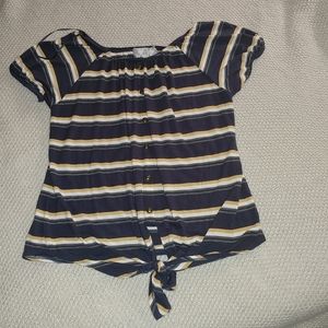 striped tie front shirt
